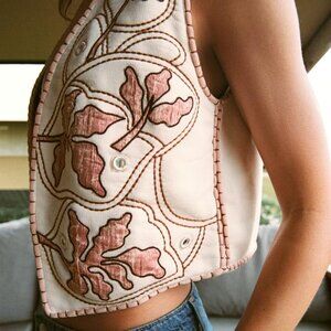 Zara embroidered mirror vest size M NWT